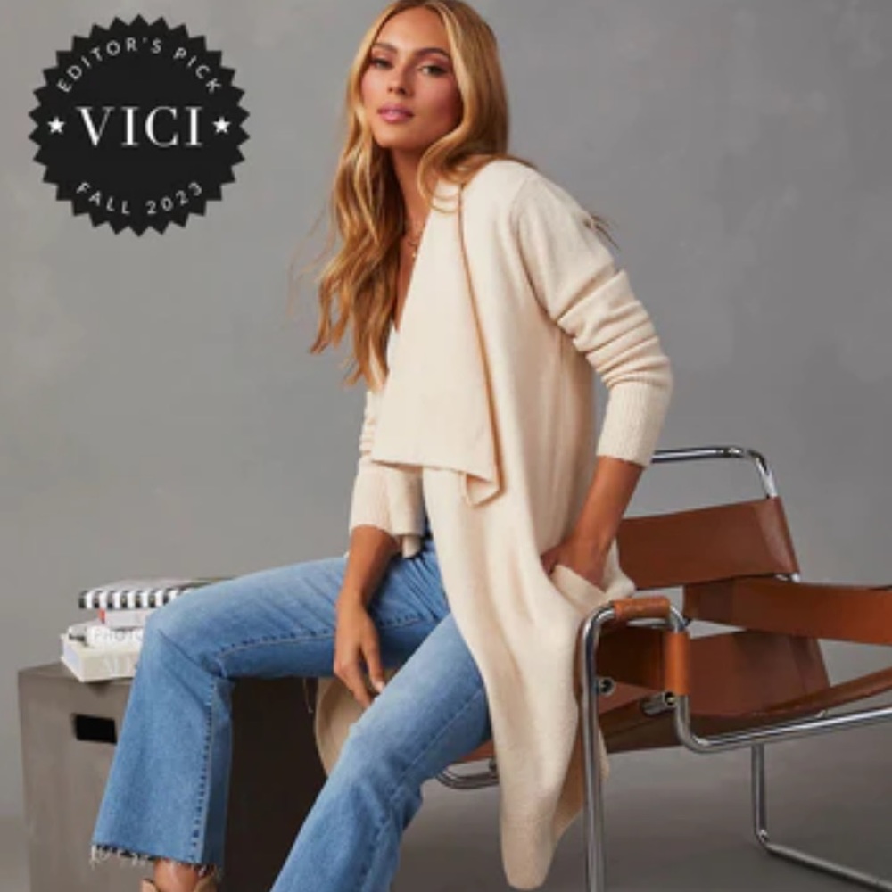 Fireside pocketed knit long cardigan-Vici